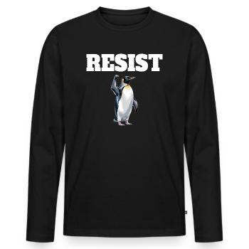 Penguin Protests Resistance Taxes - Men's Premium Organic Long Sleeve Shirt - black - Front - Nico (187cm)
