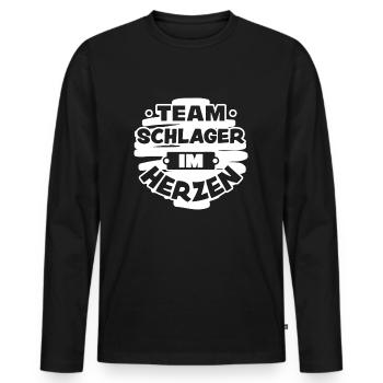 Team Schlager im Herzen, Funshirt Fan, Geschenk - Männer Premium Bio Langarmshirt - Schwarz - Vorne - Nico (187cm)
