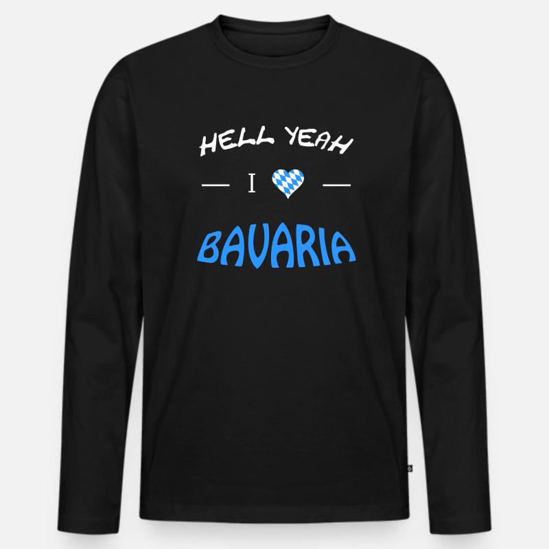 Hell Yeah i love bavaria - Männer Premium Bio Langarmshirt - Schwarz