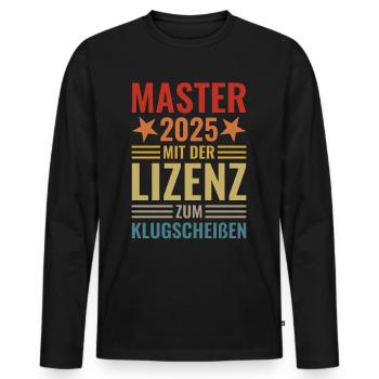 Master 2025 mit der Lizenz zum Klugscheißen - Männer Premium Bio Langarmshirt - Schwarz - Vorne - Nico (187cm)