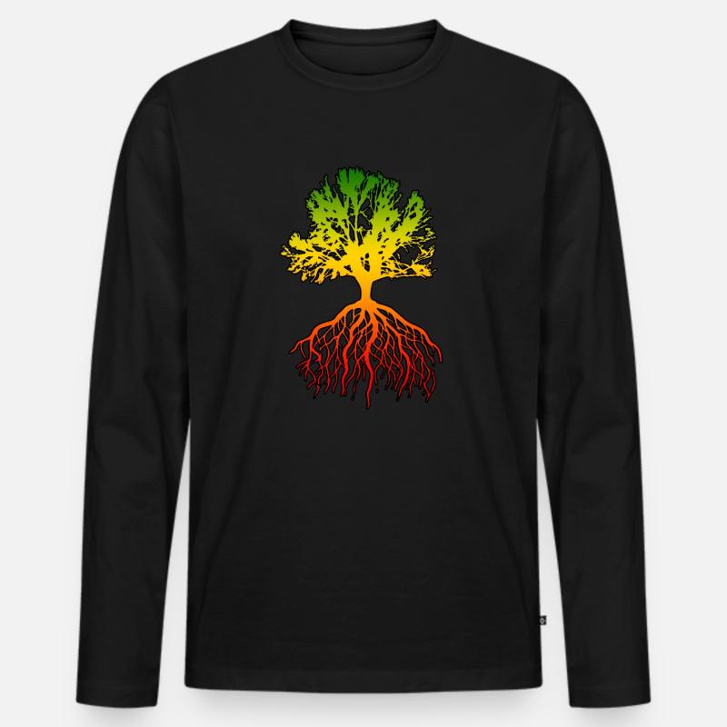 reggae afrika baum - Männer Premium Bio Langarmshirt - Schwarz