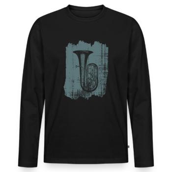 Tuba Instrument - Men's Premium Organic Long Sleeve Shirt - black - Front - Nico (187cm)