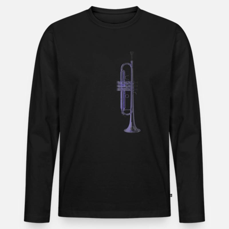 trompete - Männer Premium Bio Langarmshirt - Schwarz