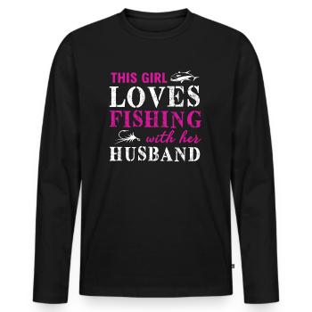 Maedchen Frau angeln anglerin - Männer Premium Bio Langarmshirt - Schwarz - Vorne - Nico (187cm)