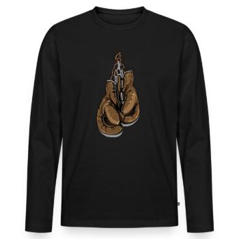 boxsport boxhandschuh - Männer Premium Bio Langarmshirt - Schwarz - Vorne - Nico (187cm)