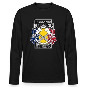 rumaenien ruft spruch geschenk - Männer Premium Bio Langarmshirt - Schwarz - Vorne - Nico (187cm)