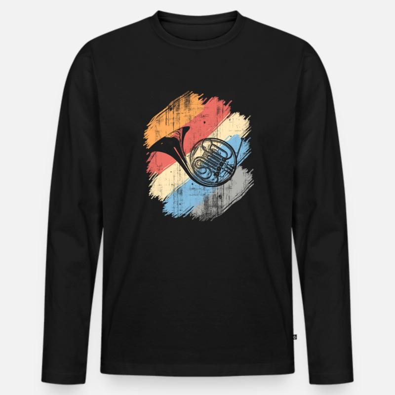 Waldhorn - Männer Premium Bio Langarmshirt - Schwarz