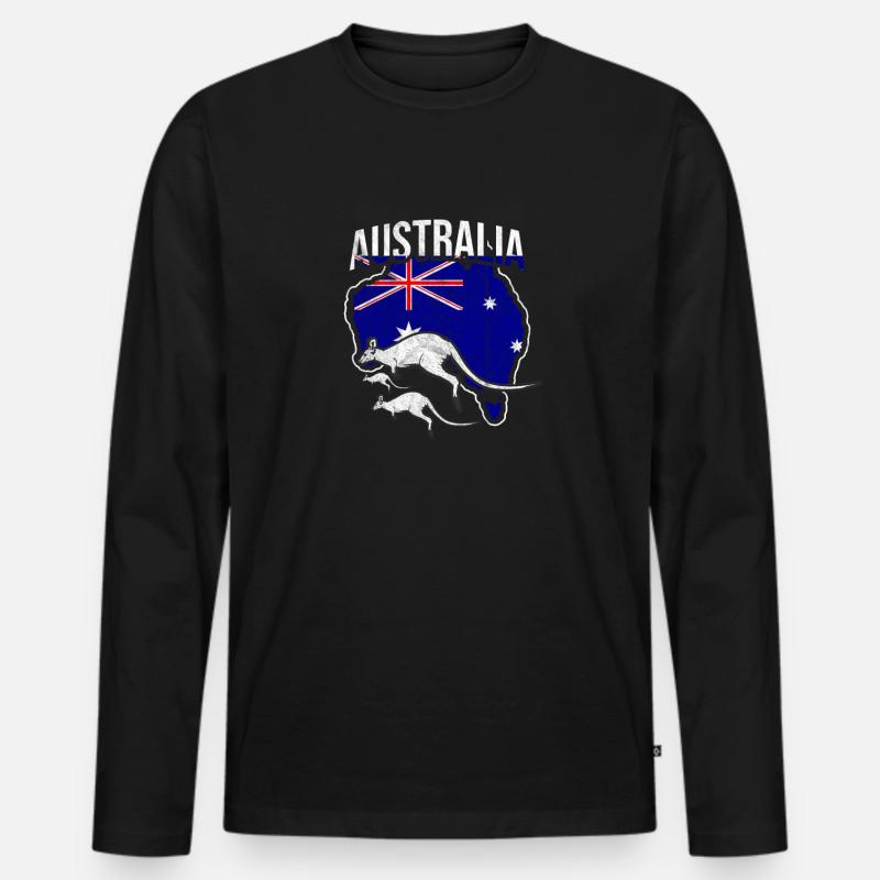 Australien Känguru - Männer Premium Bio Langarmshirt - Schwarz