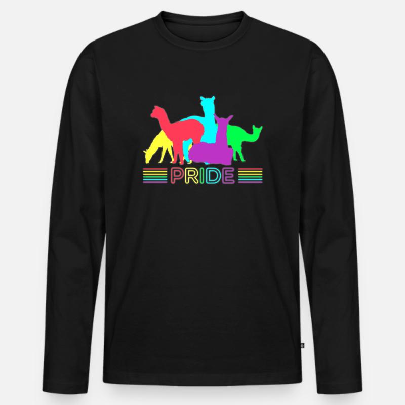 Stolzes Lama Pride - Männer Premium Bio Langarmshirt - Schwarz