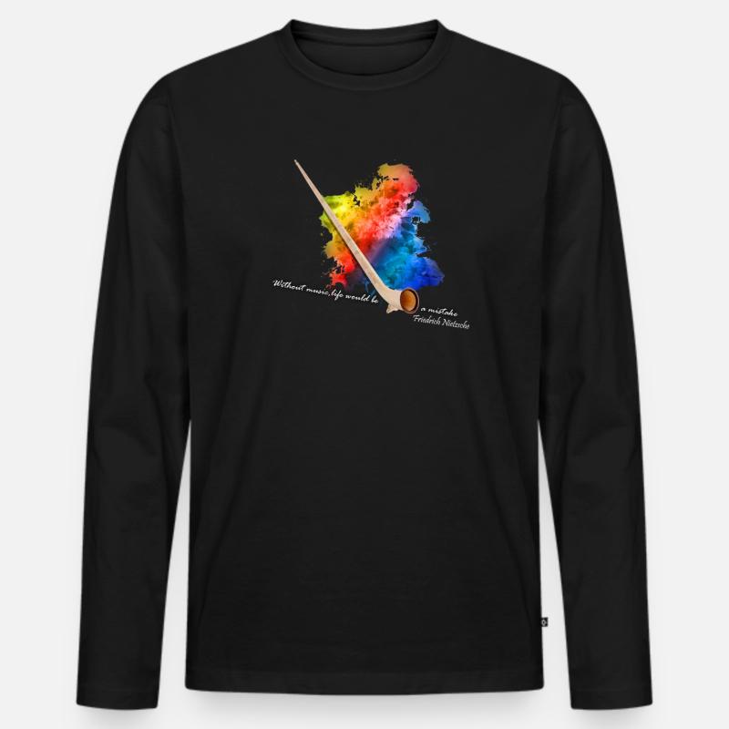 Alphorn - Männer Premium Bio Langarmshirt - Schwarz