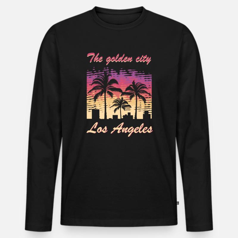Los Angeles - Männer Premium Bio Langarmshirt - Schwarz