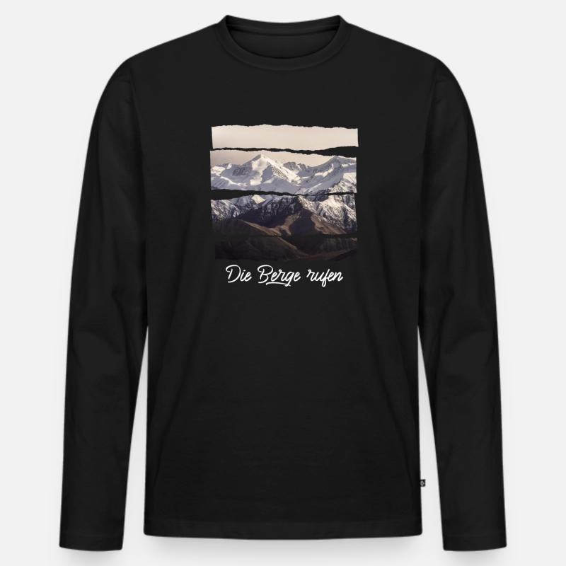 die berge rufen - Männer Premium Bio Langarmshirt - Schwarz