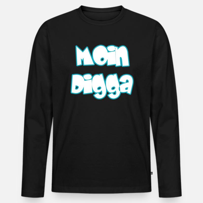 Moin Digga - Männer Premium Bio Langarmshirt - Schwarz