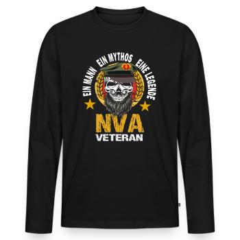 Nva Veteran DDR Armee - Männer Premium Bio Langarmshirt - Schwarz - Vorne - Nico (187cm)