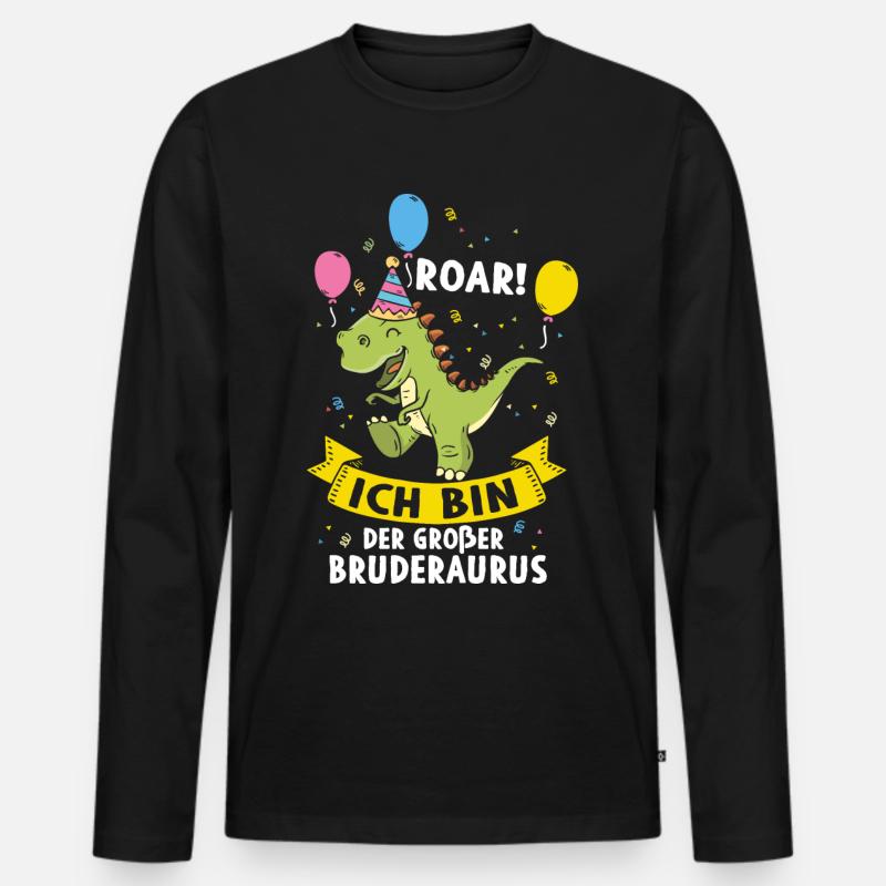 Ich Werde Ein Großer Bruder - Männer Premium Bio Langarmshirt - Schwarz