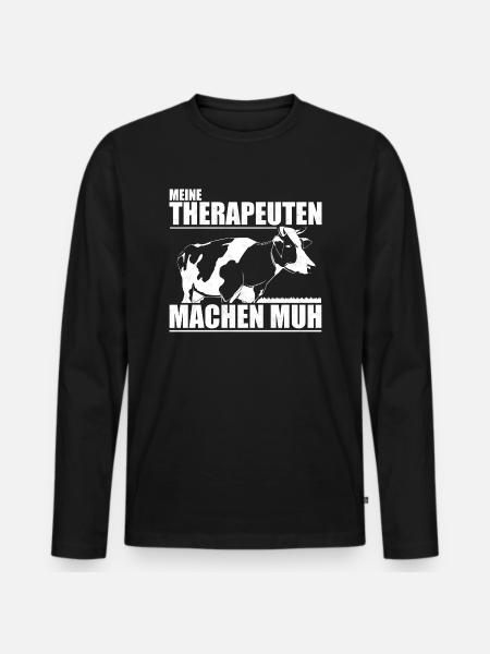 Landwirt Bauer Kuh Therapie - Männer Premium Bio Langarmshirt - Schwarz