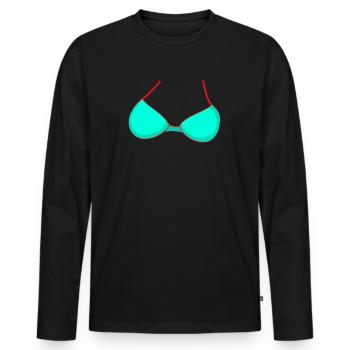 Costume de soutien-gorge de plage bikini turquoise Carnaval de Mardi Gras - T-shirt manches longues Premium bio Homme - noir - Devant - Nico (187cm)
