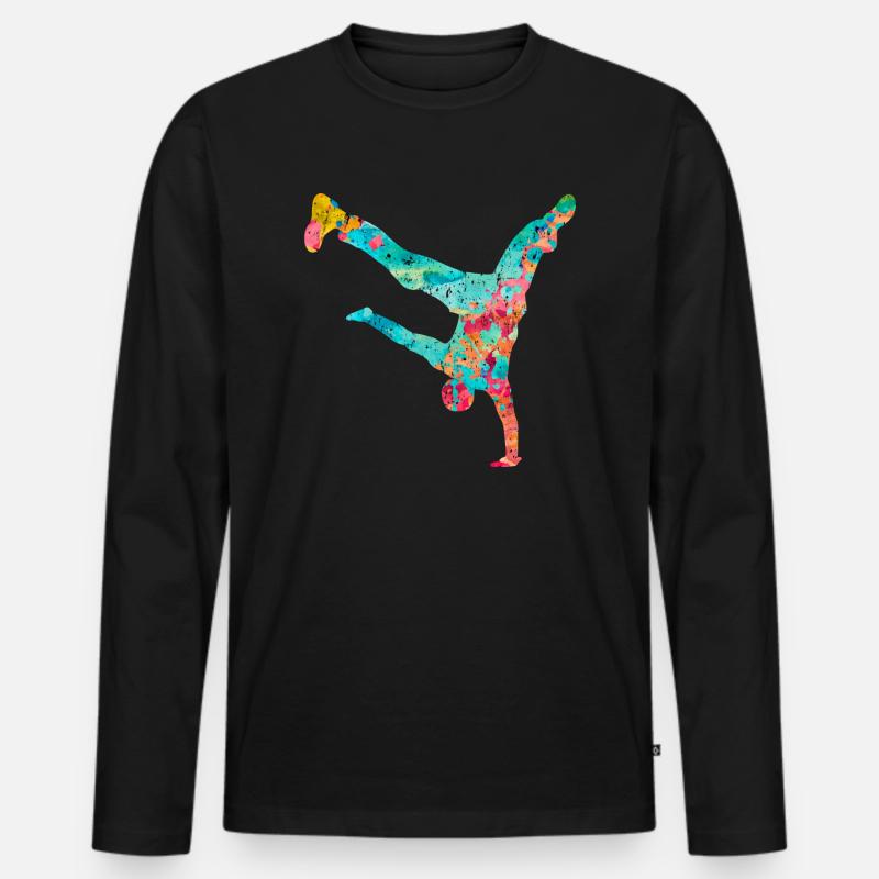 Breakdance Breakdancer PopArt - Männer Premium Bio Langarmshirt - Schwarz