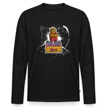 Papa ours. Fête des pères - T-shirt manches longues Premium bio Homme - noir - Devant - Nico (187cm)