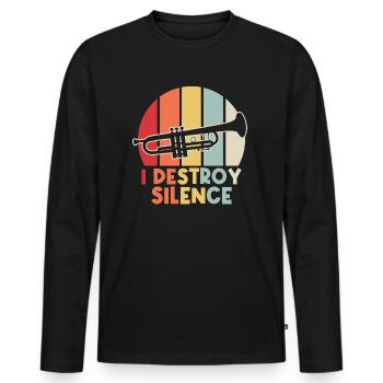 Ich zerstöre die Stille - Männer Premium Bio Langarmshirt - Schwarz - Vorne - Nico (187cm)