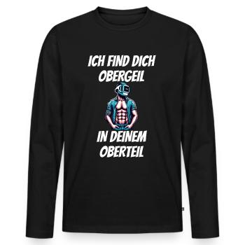 Ich find dich Obergeil in deinem Oberteil Malle - Männer Premium Bio Langarmshirt - Schwarz - Vorne - Nico (187cm)