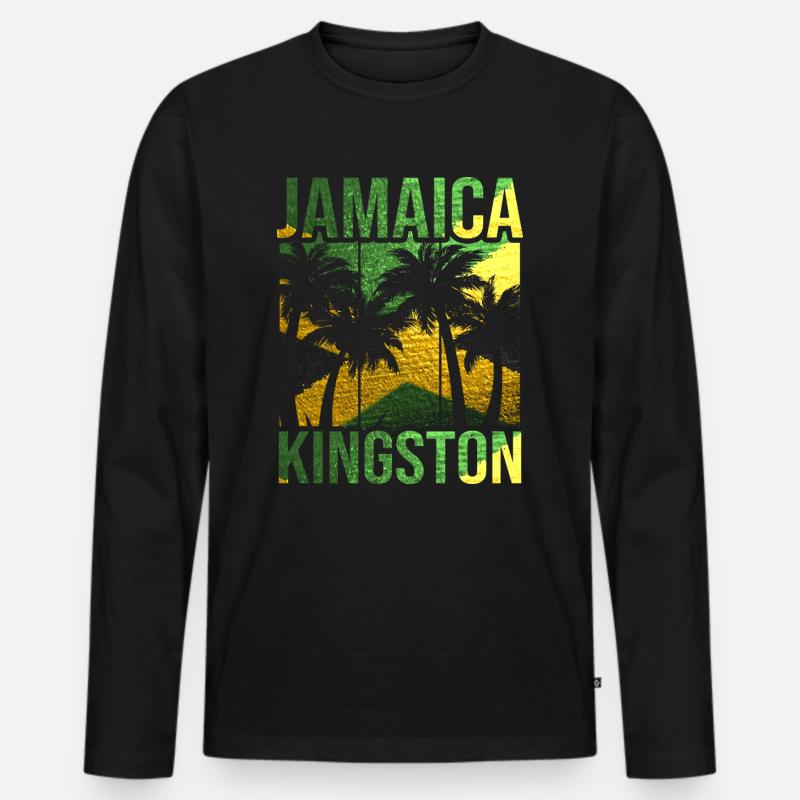 Jamaica - Männer Premium Bio Langarmshirt - Schwarz