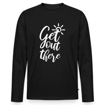 Travel - Männer Premium Bio Langarmshirt - Schwarz - Vorne - Nico (187cm)
