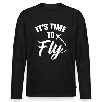 Travel - Männer Premium Bio Langarmshirt - Schwarz - Vorne - Nico (187cm)