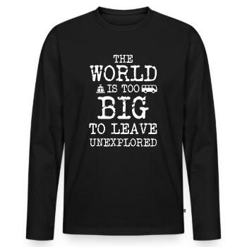 Travel - Männer Premium Bio Langarmshirt - Schwarz - Vorne - Nico (187cm)
