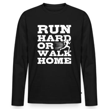 Running - Männer Premium Bio Langarmshirt - Schwarz - Vorne - Nico (187cm)
