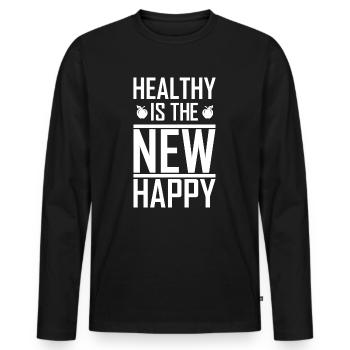 Vegan healthy - Men's Premium Organic Long Sleeve Shirt - black - Front - Nico (187cm)