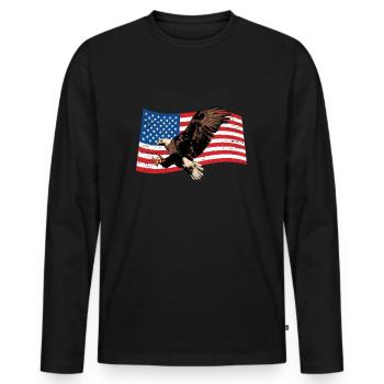 Amérique Aigle - T-shirt manches longues Premium bio Homme - noir - Devant - Nico (187cm)