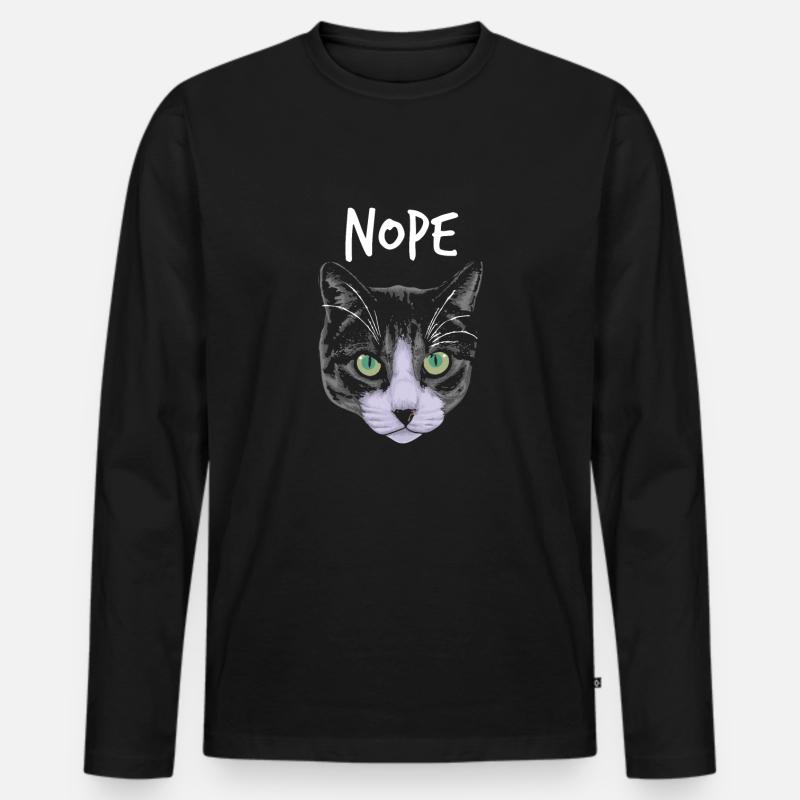 Lustige Katze - Männer Premium Bio Langarmshirt - Schwarz