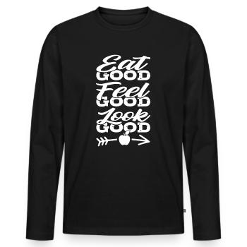 alimentation saine - T-shirt manches longues Premium bio Homme - noir - Devant - Nico (187cm)