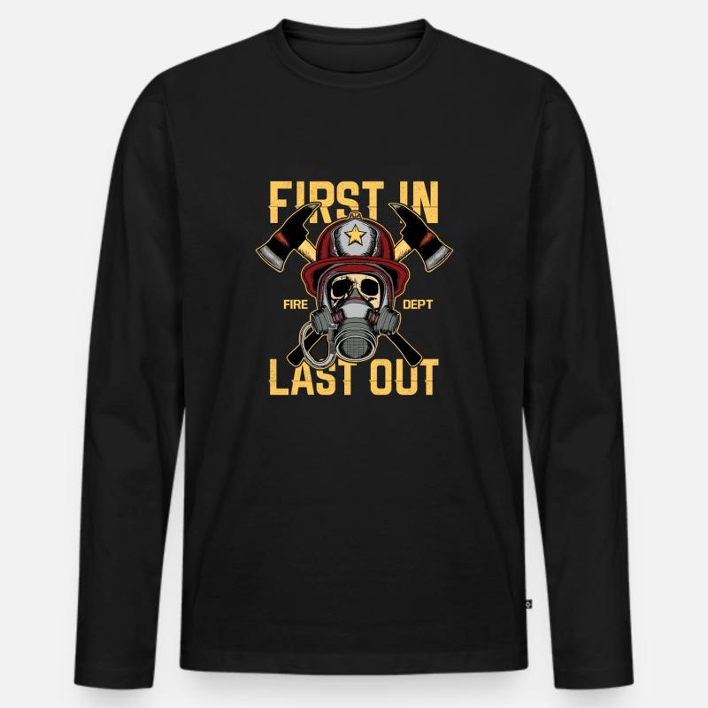 Feuerwehr - Männer Premium Bio Langarmshirt - Schwarz