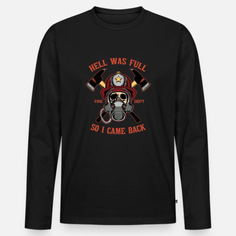 Feuerwehr - Männer Premium Bio Langarmshirt - Schwarz