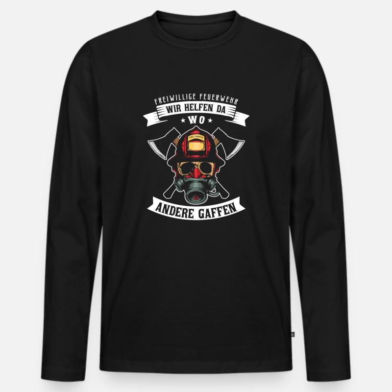 Feuerwehr - Männer Premium Bio Langarmshirt - Schwarz