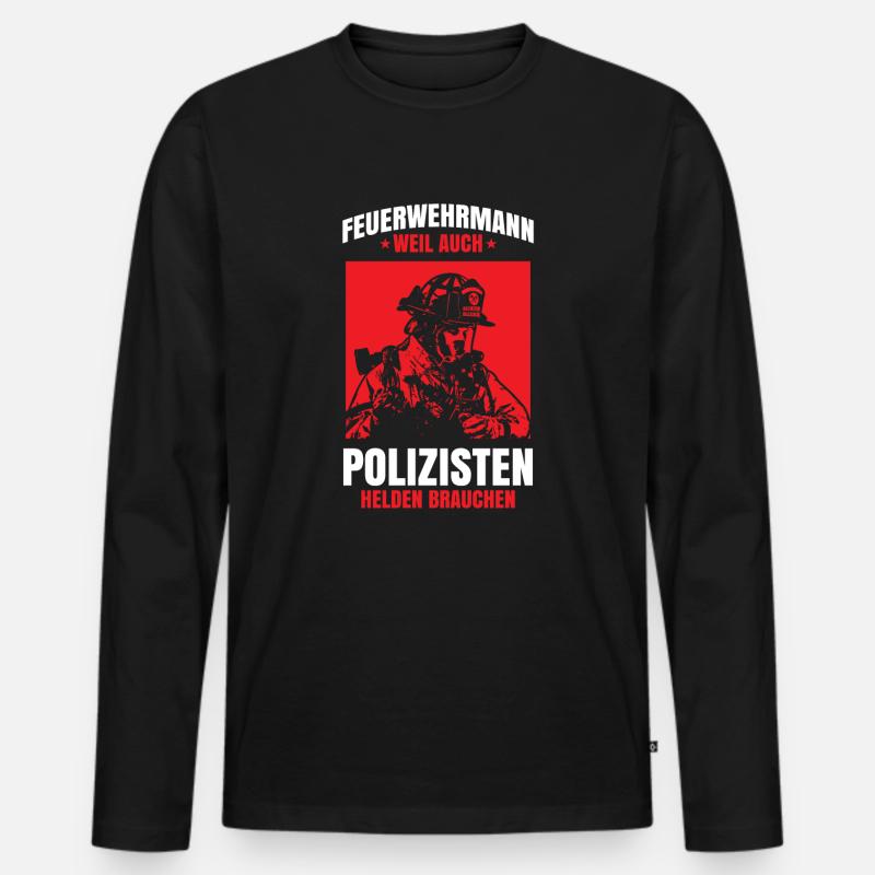 Feuerwehr - Männer Premium Bio Langarmshirt - Schwarz
