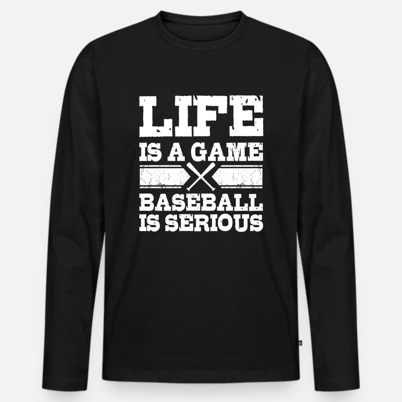 Baseball - Männer Premium Bio Langarmshirt - Schwarz