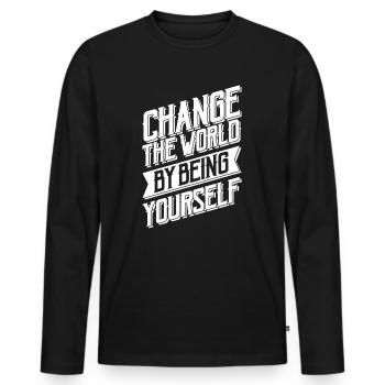 motivation - Men's Premium Organic Long Sleeve Shirt - black - Front - Nico (187cm)