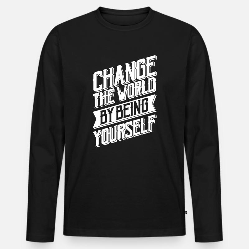 Motivation - Männer Premium Bio Langarmshirt - Schwarz