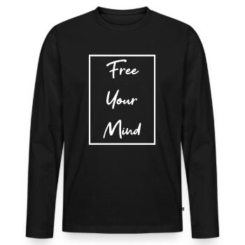 motivation - T-shirt manches longues Premium bio Homme - noir - Devant - Nico (187cm)