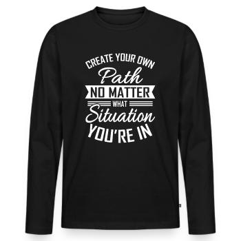 motivation - Men's Premium Organic Long Sleeve Shirt - black - Front - Nico (187cm)