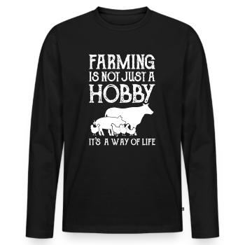 Farmer Farmer Farmer - Men's Premium Organic Long Sleeve Shirt - black - Front - Nico (187cm)