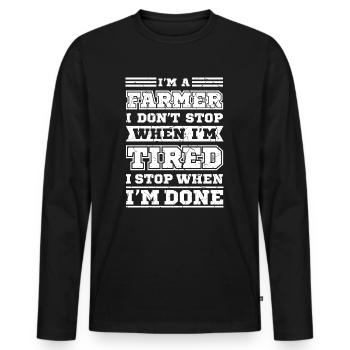 Farmer Farmer Farmer - Men's Premium Organic Long Sleeve Shirt - black - Front - Nico (187cm)