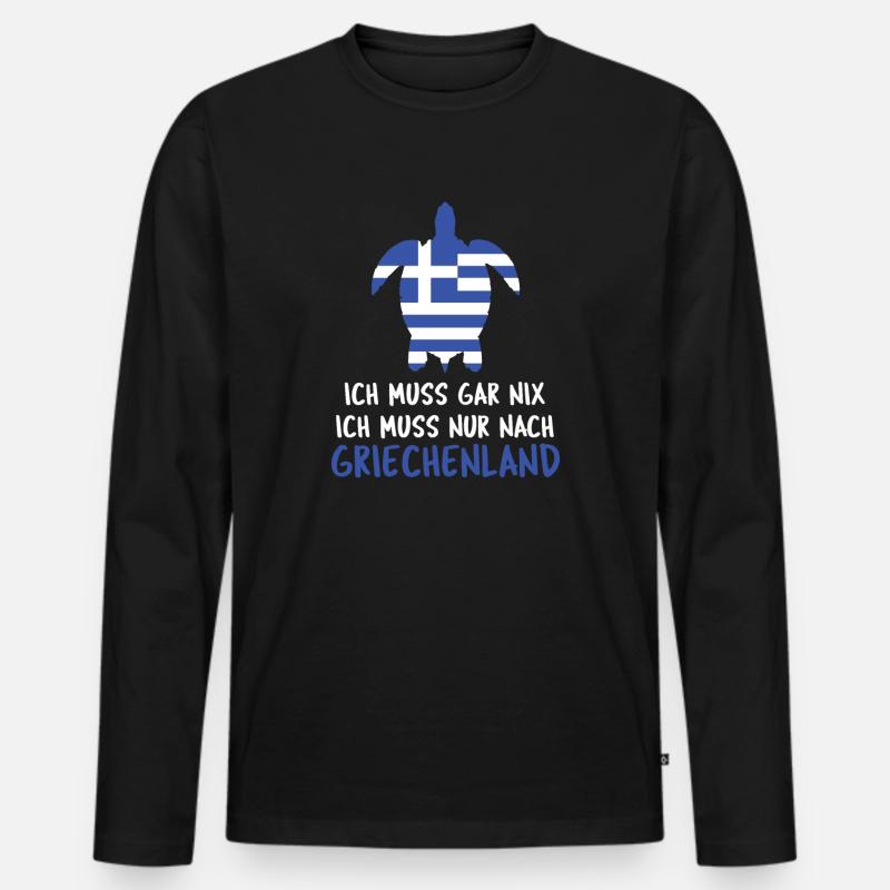 Griechenland - Männer Premium Bio Langarmshirt - Schwarz