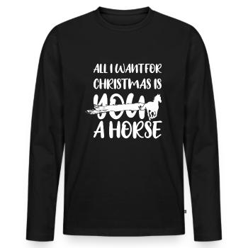 Chevaux chevaux - T-shirt manches longues Premium bio Homme - noir - Devant - Nico (187cm)