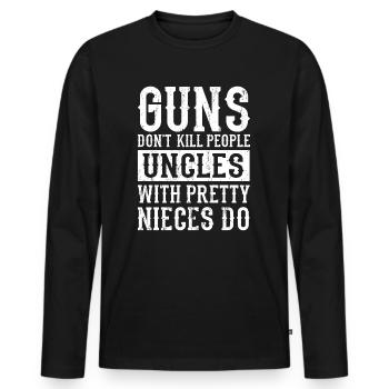 Onkel - Männer Premium Bio Langarmshirt - Schwarz - Vorne - Nico (187cm)