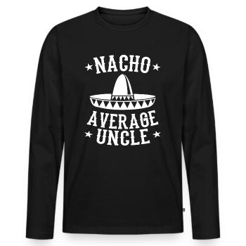 Onkel - Männer Premium Bio Langarmshirt - Schwarz - Vorne - Nico (187cm)