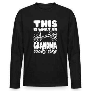Granny - Men's Premium Organic Long Sleeve Shirt - black - Front - Nico (187cm)